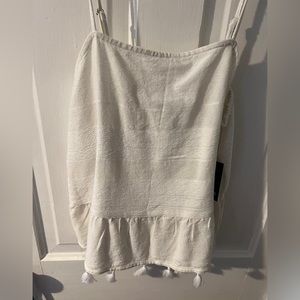 NWT white tank top with cute detailing on bottom